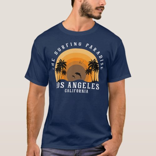 Los Angeles California Surfing Palm And Beach Para T_Shirt