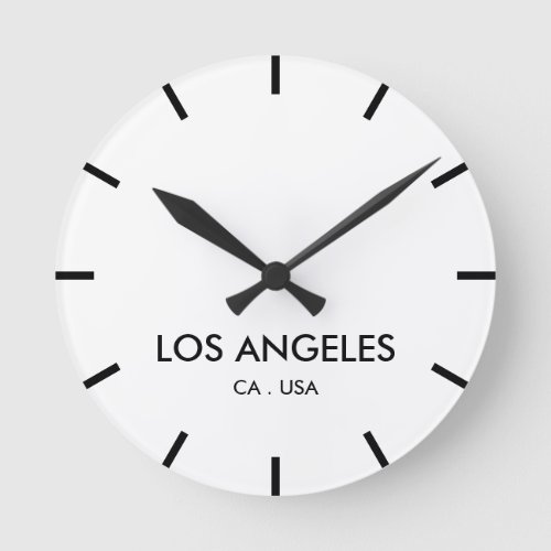 Los Angeles California time zone minimalist Round Clock