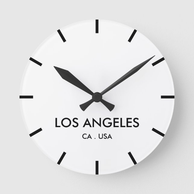 Los Angeles California time zone minimalist Round Clock (Front)