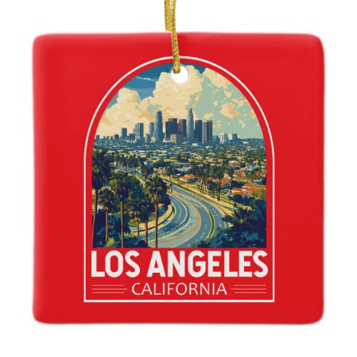 Los Angeles California Travel Art Emblem Ceramic Ornament