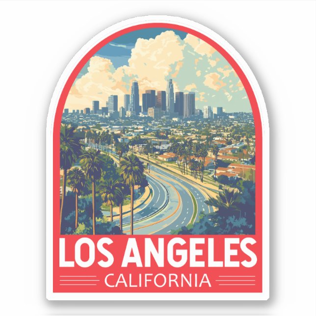 Los Angeles California Travel Art Emblem Sticker (Front)
