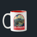 Los Angeles California Travel Art Emblem Two-Tone Coffee Mug<br><div class="desc">Los Angeles retro vector travel design. Los Angeles is a sprawling Southern California city and the center of the nation’s film and television industry.</div>