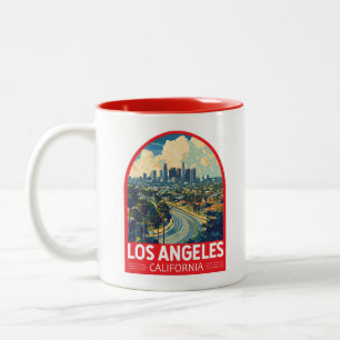 Los Angeles California Travel Art Emblem Two-Tone Coffee Mug