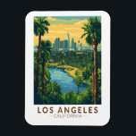 Los Angeles California Travel Art Vintage Magnet<br><div class="desc">Los Angeles retro vector travel design. Los Angeles is a sprawling Southern California city and the center of the nation’s film and television industry.</div>