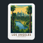 Los Angeles California Travel Art Vintage Magnet<br><div class="desc">Los Angeles retro vector travel design. Los Angeles is a sprawling Southern California city and the center of the nation’s film and television industry.</div>