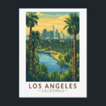 Los Angeles California Travel Art Vintage Postcard<br><div class="desc">Los Angeles retro vector travel design. Los Angeles is a sprawling Southern California city and the center of the nation’s film and television industry.</div>