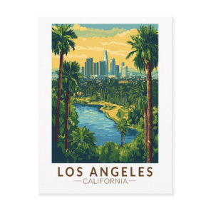 Los Angeles California Travel Art Vintage Postcard