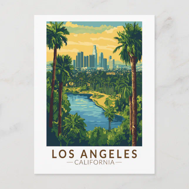 Los Angeles California Travel Art Vintage Postcard | Zazzle
