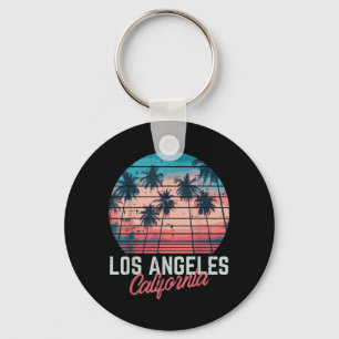 Los Angeles California Trees Retro Summer Vacation Keychain