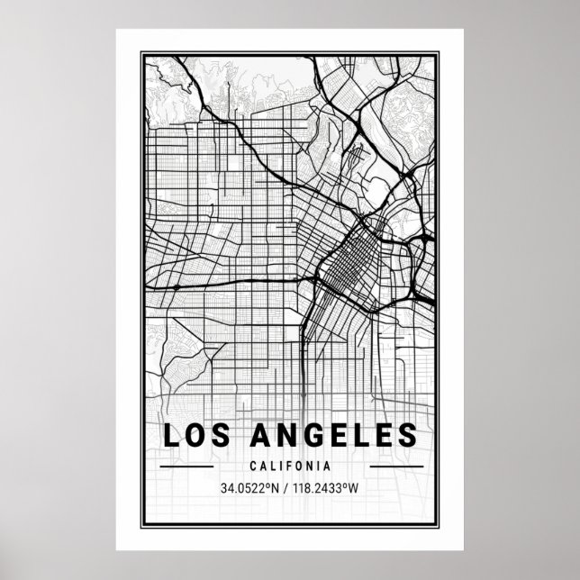 Los Angeles California USA Cities Travel City Map Poster (Front)