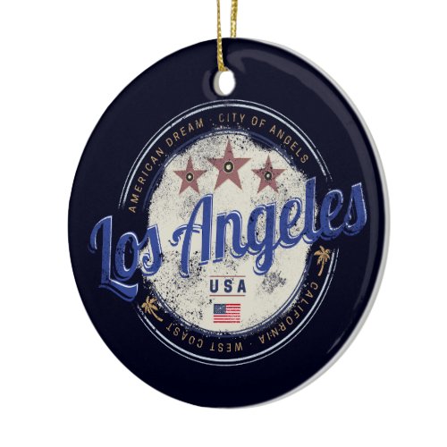 Los Angeles California USA Vintage West Coast Ceramic Ornament