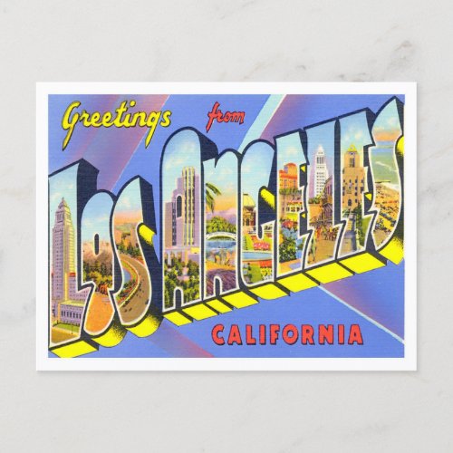 Los Angeles California Vintage Big Letters Postcard