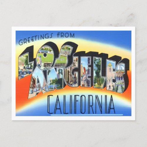 Los Angeles California Vintage Big Letters Postcard