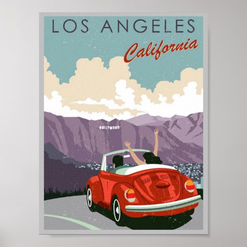 Los Angeles California Vintage Hollywood Poster