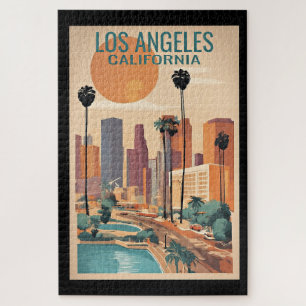 Los Angeles, California vintage illustration, Jigsaw Puzzle
