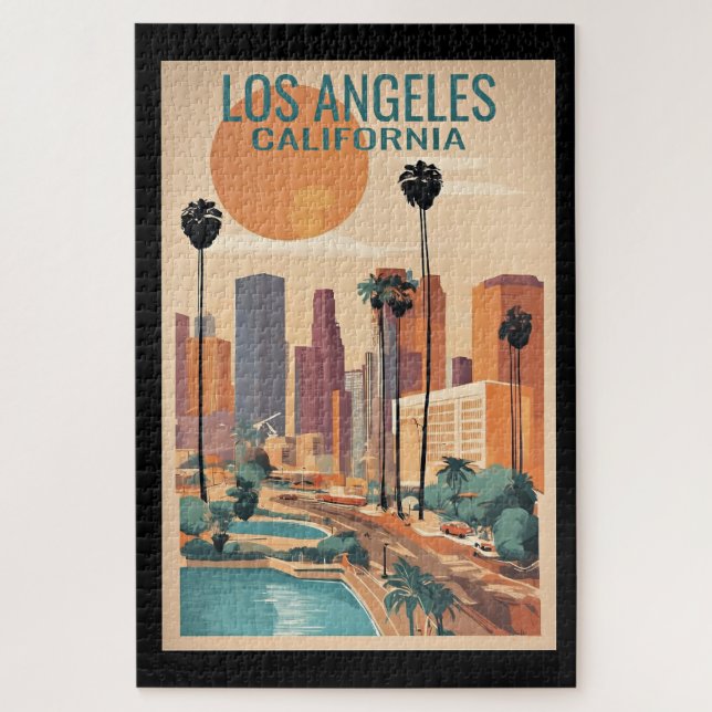 Los Angeles, California vintage illustration, Jigsaw Puzzle (Vertical)