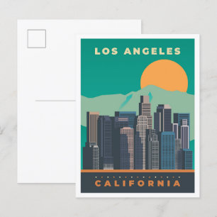 Los Angeles California Vintage Travel Illustration Postcard