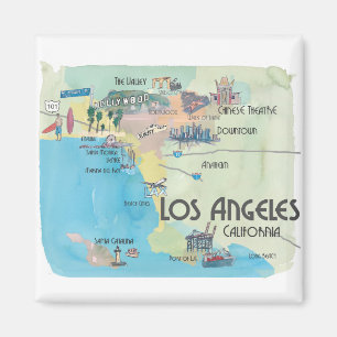Los Angeles California Vintage Travel Map Magnet