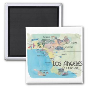 Los Angeles California Vintage Travel Map Magnet