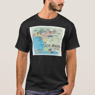 Los Angeles California Vintage Travel Map T-Shirt