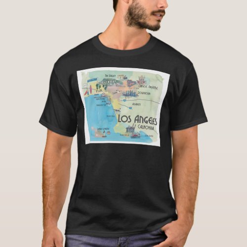 Los Angeles California Vintage Travel Map T_Shirt