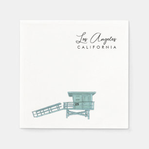 Los Angeles California Watercolor lifeguard stand Napkins