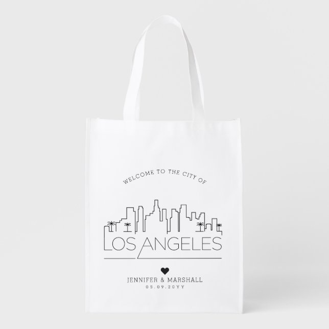 Los Angeles, California Wedding | Stylized Skyline Grocery Bag (Front)