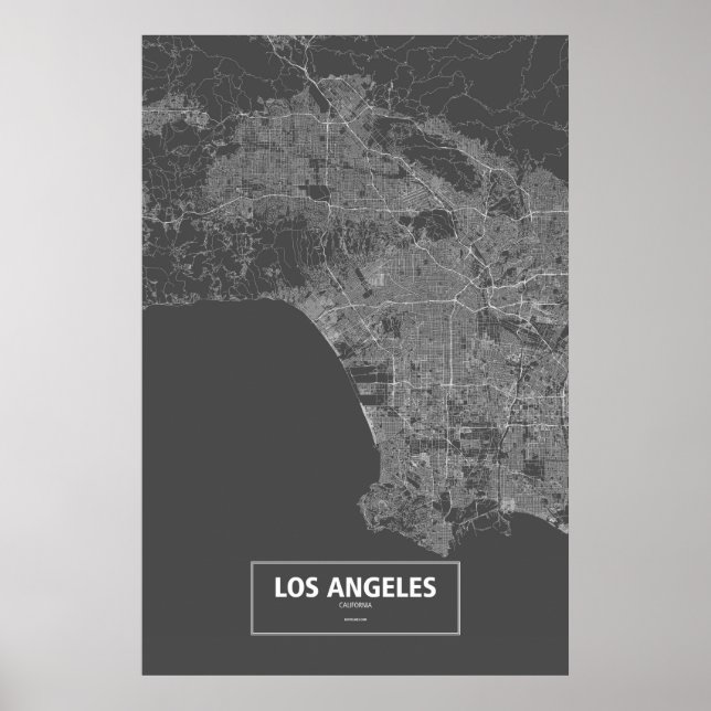 Los Angeles, California (white on black) Poster (Front)