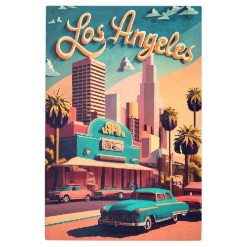Los Angeles Cities of the World Vintage style Metal Print