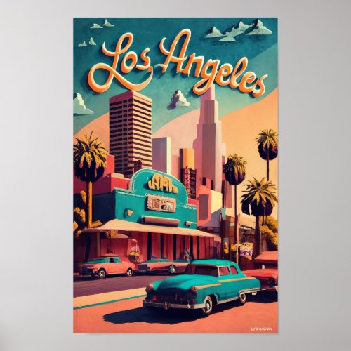 Los Angeles Cities of the World Vintage style Poster