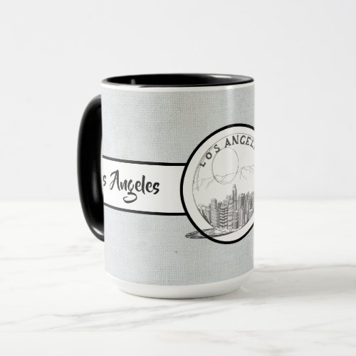 Los Angeles City Elegant linen Ringer 15oz Mug