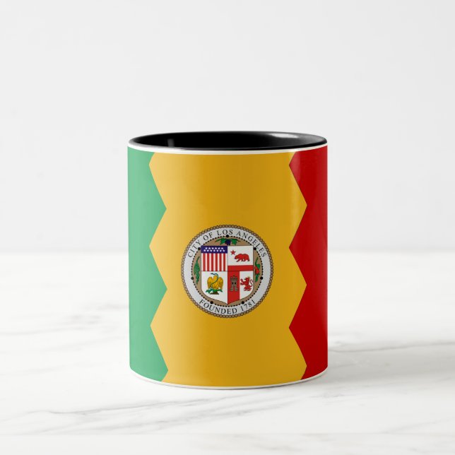Los Angeles city flag Two-Tone Coffee Mug (Center)