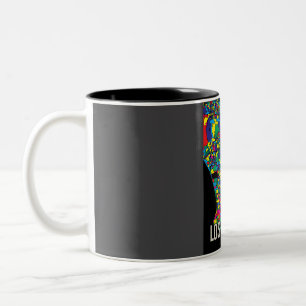 Los Angeles City Map - Colorful Abstract Art Print Two-Tone Coffee Mug
