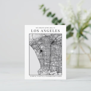 Los Angeles City Map + Location Marker Postcard