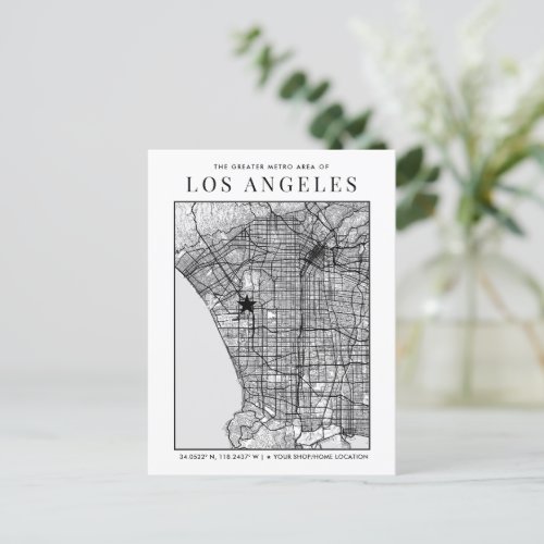 Los Angeles City Map  Location Marker Postcard