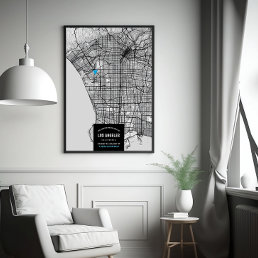 Los Angeles City Map + Mark Your Location Poster