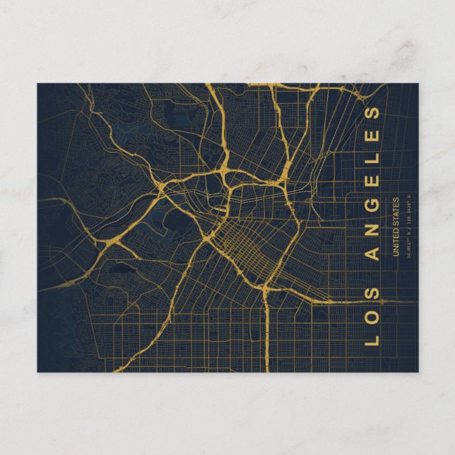 Los Angeles City Map Minimal Postcard (Front)