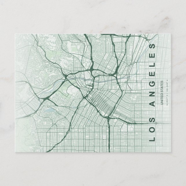 Los Angeles City Map Minimal Postcard (Front)