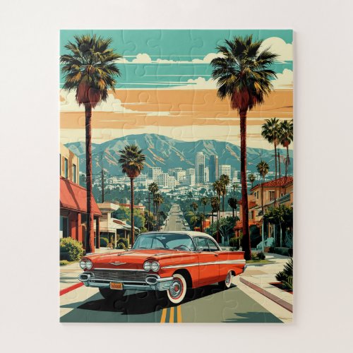 Los Angeles City Palm Tree Scenic Jigsaw Puzzle