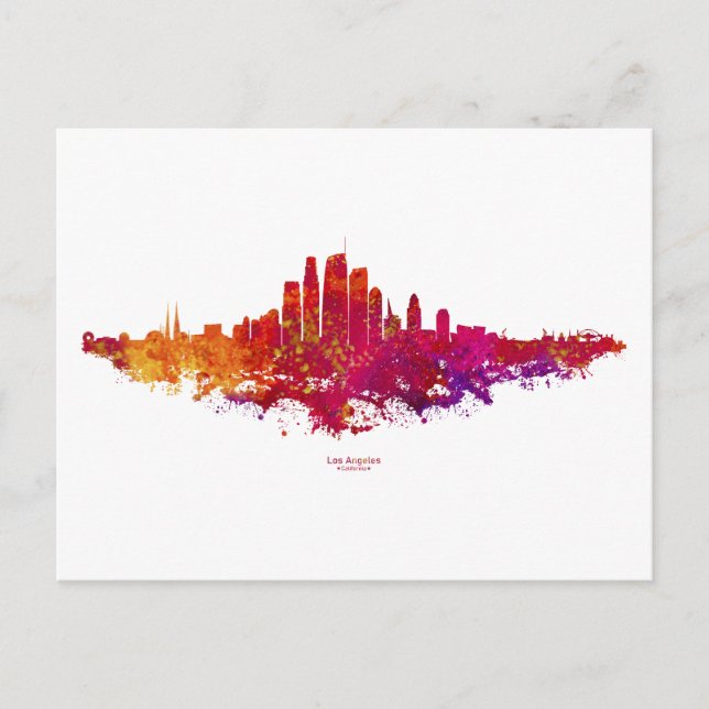 Los Angeles City Skyline Colorful  Postcard (Front)