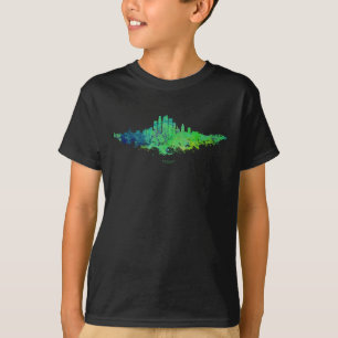 Los Angeles City Skyline - Lime Green Blue T-Shirt