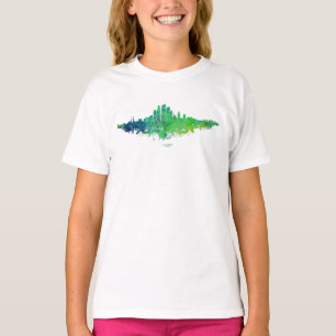 Los Angeles City Skyline - Lime Green Blue T-Shirt