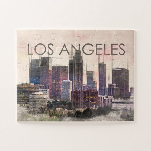 Los Angeles city skyline Mixed Media Jigsaw Puzzle