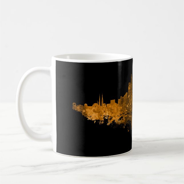 Los Angeles City Skyline - Orange  Coffee Mug (Left)