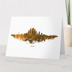 Los Angeles City Skyline - Orange Thank You Card