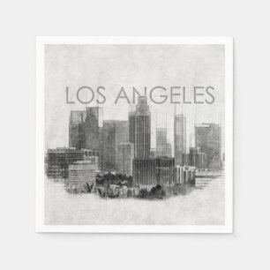 Los Angeles city skyline sketch Napkins