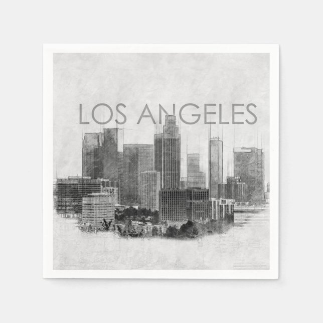 Los Angeles city skyline sketch Napkins (Front)