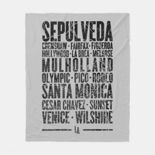 Los Angeles City Streets Map Fleece Blanket