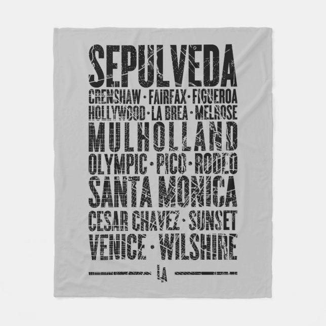 Los Angeles City Streets Map Fleece Blanket (Front)