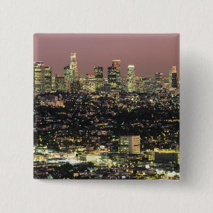 Los Angeles Cityscape at Night Pinback Button